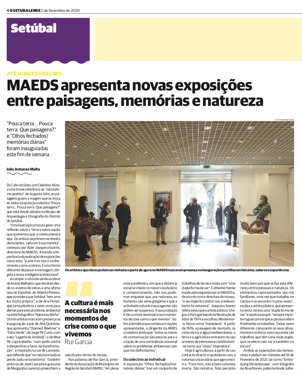Noticia sobre as últimas exposições temporárias do MAEDS
